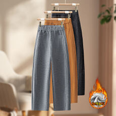 批发信用极好 实拍秋冬加绒弯刀阔腿裤2025新款保暖宽松镰刀直筒裤