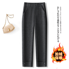 批发信用极好 实拍<b class='q'>哈伦裤</b>女秋冬高腰显瘦小个子九分西装裤加绒直筒裤