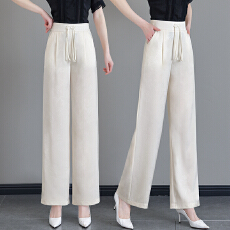 批发新中式盘扣抽绳高腰阔腿裤夏季新款垂感显瘦直筒<b class='q'>休闲</b><b class='q'>长裤</b>
