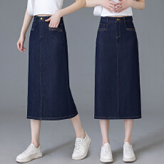 批发信用极好实拍<b class='q'>牛仔</b>半身裙女中长款2026显瘦大码A字裙高腰包臀裙