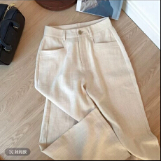 批发老钱风亚麻阔腿裤女士夏季薄款高腰显瘦胖mm松弛感<b class='q'>大码</b>直筒休闲裤