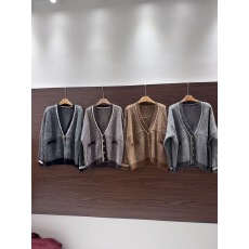 批发复古学院风V领针织<b class='q'>开衫</b>女 宽松显瘦条纹<b class='q'>马海毛</b>外套 慵懒风秋冬