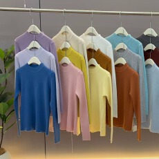 批发2025韩系纯色显瘦<b class='q'>打底</b>针织衫女秋新款百搭宽松内搭<b class='q'>上衣</b>潮