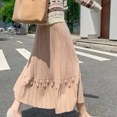 批发针织半身裙高腰弹力裙子学院风a字裙伞裙2025秋冬新款