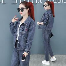 批发秋季牛仔套装女2025春秋装新款洋气减龄<b class='q'>显瘦</b><b class='q'>外套</b>上衣牛仔裤两件套