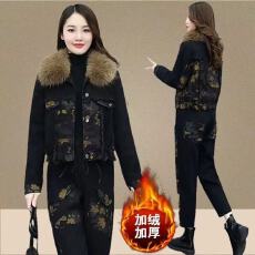 批发牛仔套装女加绒加厚2025冬季新款时髦洋气减龄显瘦爆款<b class='q'>棉衣</b>两件套