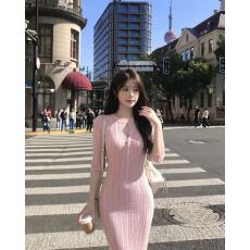 批发韩国气质名媛镂空冰丝连衣裙小心机<b class='q'>夜店</b><b class='q'>性感</b>纯欲甜辣风OL包臀长裙