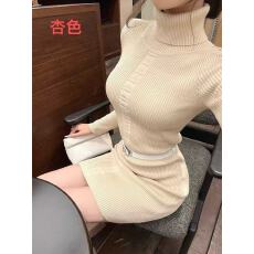 批发Fart Shop光荫絮语 高领针织包臀连衣裙女秋冬中长款毛衣裙