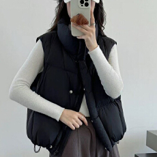 批发泡泡马甲2025秋<b class='q'>冬</b>季白鸭绒宽松时尚减龄百搭设计感羽绒马甲女