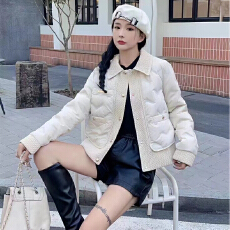 批发压胶小金扣90绒羽绒服女2025秋<b class='q'>冬</b>新款宽松显瘦韩版小香风外套