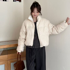 批发新款90绒亮片2025<b class='q'>冬</b>季白鸭绒羽绒服女时尚宽松保暖加厚外套