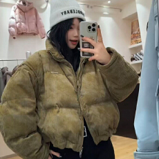 批发90绒新款2025新款白鸭绒羽绒服加厚时尚短款扎染印花保暖外套