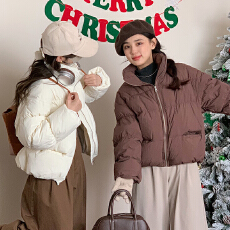 批发棒棒糖2025新款白鸭绒羽绒服女短款立领宽松百搭保暖冬季外套