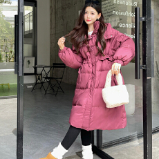 批发<b class='q'>羽绒服</b><b class='q'>女</b>两扣三角长款新款冬季白鸭绒<b class='q'>女</b>宽松韩版百搭纯色外套