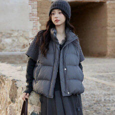 批发90绒高品质<b class='q'>短</b>袖马甲2026白鸭绒女宽松美式针织袖拼接时尚外套潮