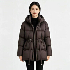 批发90绒羽绒服泡芙连帽女2026新款白鸭绒收腰带时尚百搭气质外套