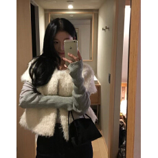 批发韩风ins  纯色毛绒短袖百搭马甲