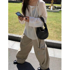 批发初夏新款韩国ins设计感法式温柔纯色褶皱系带<b class='q'>防晒</b>微透百搭衬衫