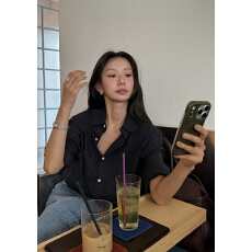 批发韩国ins 韩系简约基础慵懒风宽松百搭<b class='q'>衬衫</b>女