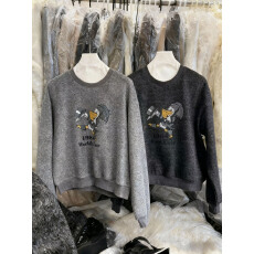 批发冬季加绒加厚卫衣<b class='q'>女</b>卡通图案百搭减龄休闲短款圆领上衣潮