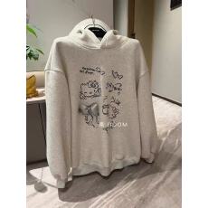 批发东room秋冬新款韩版时尚卡通猫咪印花连帽加绒卫衣<b class='q'>女</b>宽松慵懒休闲