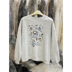 批发十三行新款韩版2025年秋冬文艺潮流森系甜美印花休闲减龄百搭卫衣