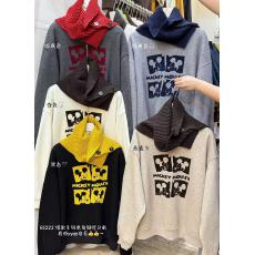 批发十三行2025秋冬新款韩版宽松显瘦百搭休闲设计感围脖加绒卫衣<b class='q'>女</b>