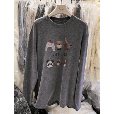 批发卡通印花德绒打底衫女内搭<b class='q'>白色</b><b class='q'>t</b>恤长袖磨毛保暖洋气上衣加绒秋冬