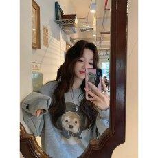 批发张<b class='q'>贝贝</b>ibell新疆棉一体绒重磅加厚设计感保暖显瘦头巾小狗卫衣女