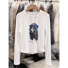 批发磨毛<b class='q'>加绒</b>印花卡通小狗显瘦小众长袖T恤女秋季新款软糯百搭<b class='q'>打底衫</b>