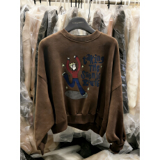 批发现韩国东大门代ARABY MOTION秋冬洋气卡通短款加绒卫衣女