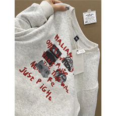 批发重磅纯棉美式高街潮牌圆领卫衣大码男女春秋宽松设计感情侣装