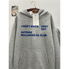 重磅纯棉美式潮牌字母灰色连帽卫衣男宽松大码加绒加厚情侣外套