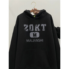 重磅纯棉美式高街潮牌字母连帽卫衣男款银狐绒设计感情侣秋冬加绒