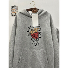 批发重磅纯棉美式潮牌灰色连帽卫衣男女款加绒宽松oversize高街外套冬