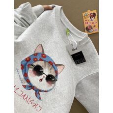 重磅纯棉美式复古oversize卡通卫衣无帽男女款秋冬加绒高级感情侣