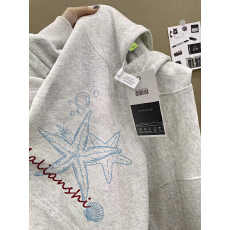 批发重磅纯棉美式复古灰色连帽卫衣款加绒加厚设计感小众宽松潮牌外套