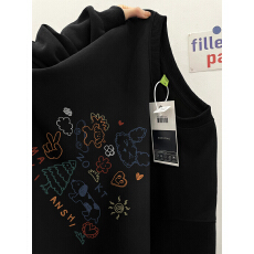 重磅纯棉美式复古卡通圆领卫衣男款加绒设计感小众宽松潮牌上衣