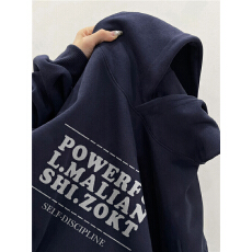 批发重磅纯棉美式潮牌字母连帽卫衣男款<b class='q'>秋</b>冬季加绒宽松高级感情侣外套