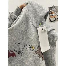 批发重磅纯棉美式潮牌卡通连帽卫衣男款秋冬加绒宽松高级感<b class='q'>外套</b>