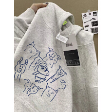 批发重磅纯棉美式复古oversize卡通连帽卫衣男女款<b class='q'>秋</b>冬加绒高级感外套