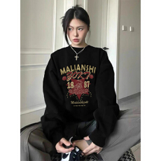 批发纯棉美式复古高街套头<b class='q'>卫衣</b>无帽女款秋冬加绒加厚<b class='q'>潮牌</b>高级感上衣