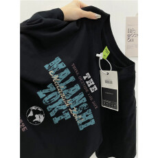 批发重磅纯棉欧美夏季短袖t恤男设计感休闲宽松潮牌字母圆领体恤情侣