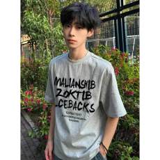 重磅纯棉慵懒风美式复古半袖男女中性嘻哈街头宽松显瘦情侣 tee