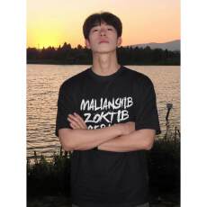 重磅纯棉慵懒风美式复古半袖男女中性嘻哈高级街头宽松显瘦情侣