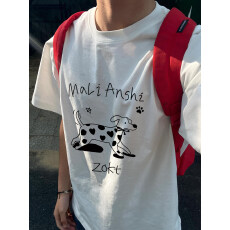 重磅纯棉百搭落肩袖正肩短袖t恤男女情侣款潮流慵懒宽松上衣