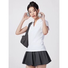 批发骆*驼家同款夏季<b class='q'>显瘦</b>海鸥领高弹透气休闲运动polo领t恤通勤上衣女