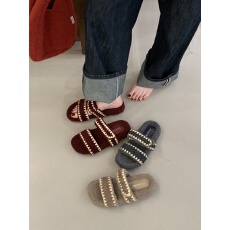 批发2025秋冬新款毛拖平底厚底毛毛鞋女鞋