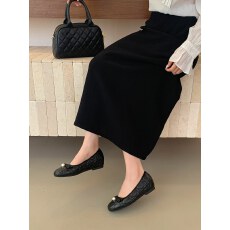 2026早春新款小香风菱格高跟鞋坡跟单鞋气质法式蝴蝶结玛丽珍女鞋