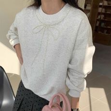 批发原版面料纯棉华棉复合设计感大码<b class='q'>胖</b><b class='q'>mm</b>宽松圆领加绒卫衣女20